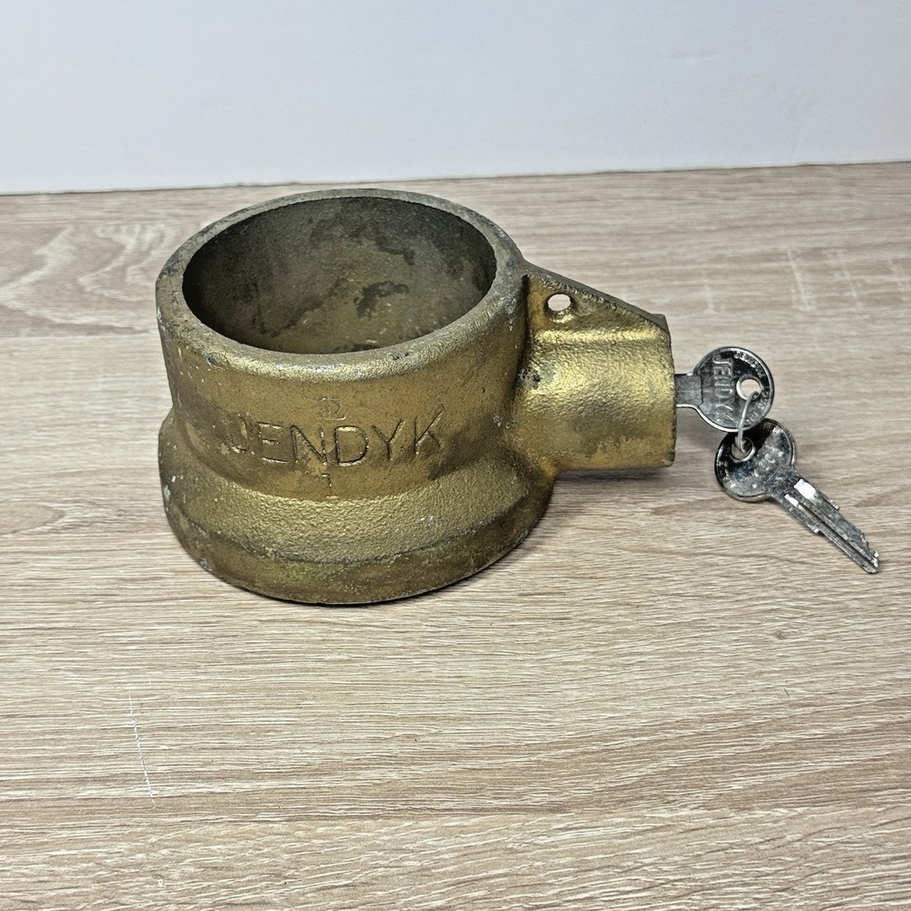 JENDYK Heavy Cast Metal Locking Collar Clamp With Key Industrial Vintage READ